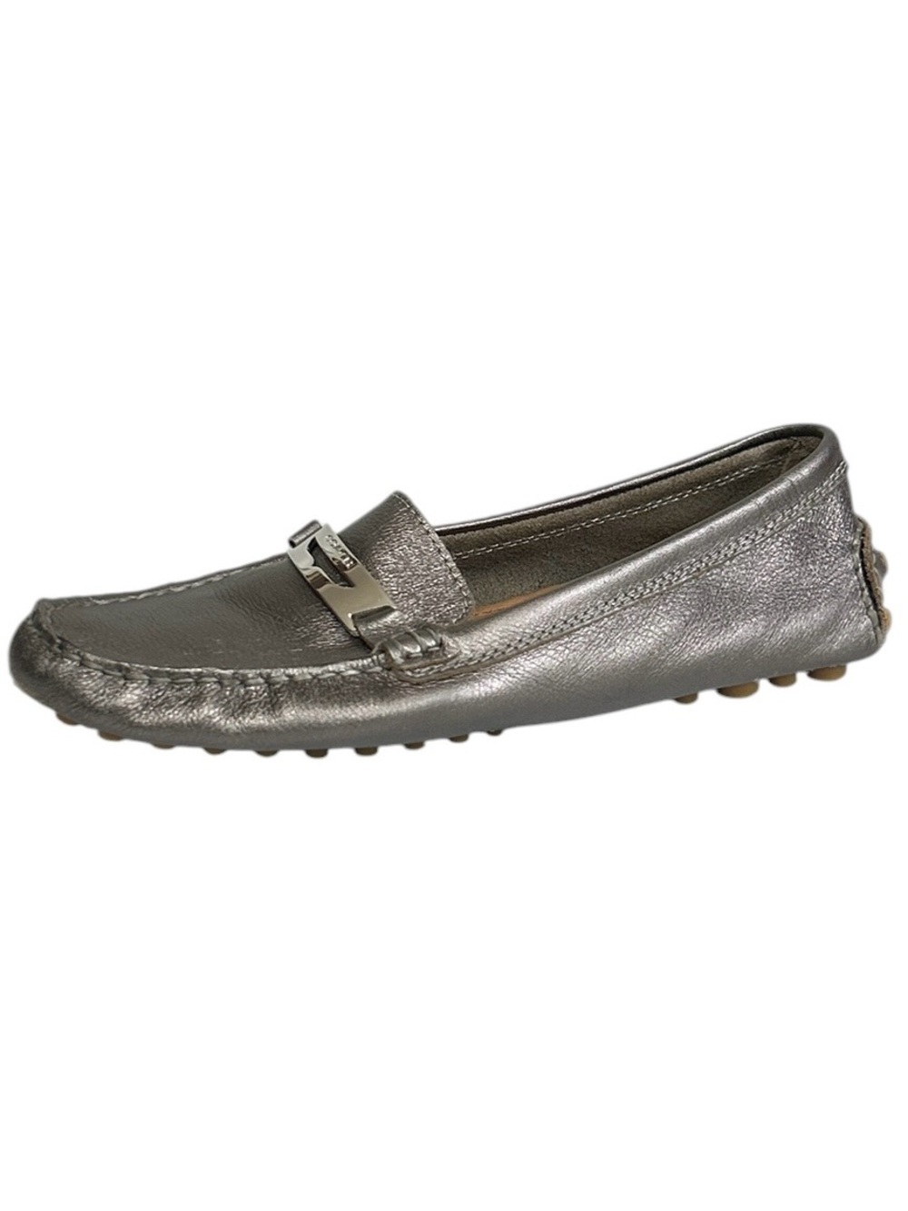 COACH Nola Loafers Women 7.5B Metallic Slip On Pebbled Leather Driving Moc Flats